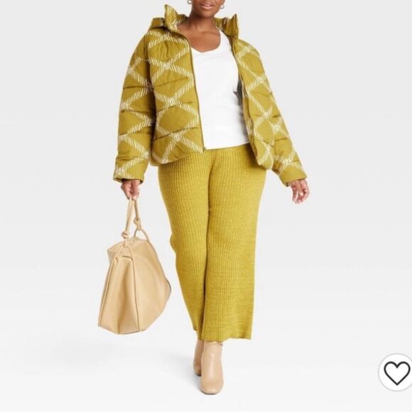 NWOT Ava & Viv Chartreuse Green Puffer Jacket Plus Size 1X - Picture 4 of 10